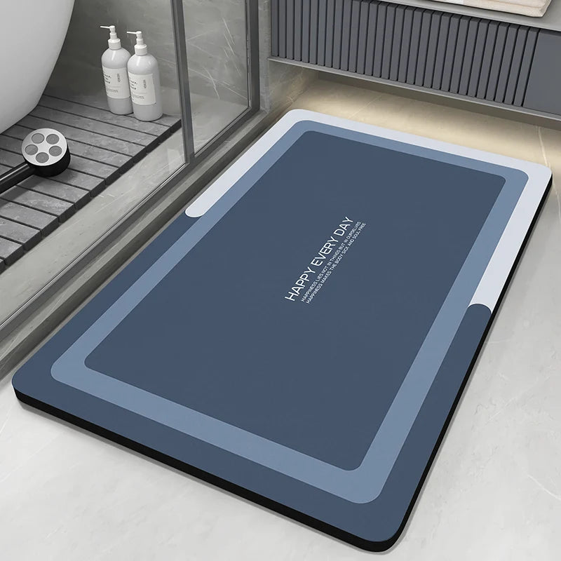 Quick-dry bath mat in Navy Frame style