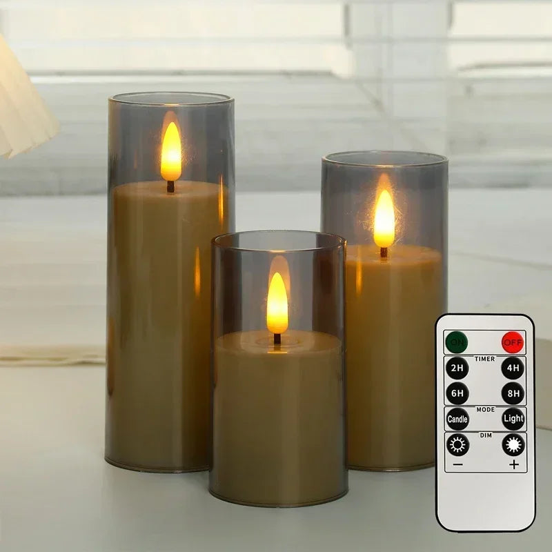 Smoke gray flameless LED candles with remote