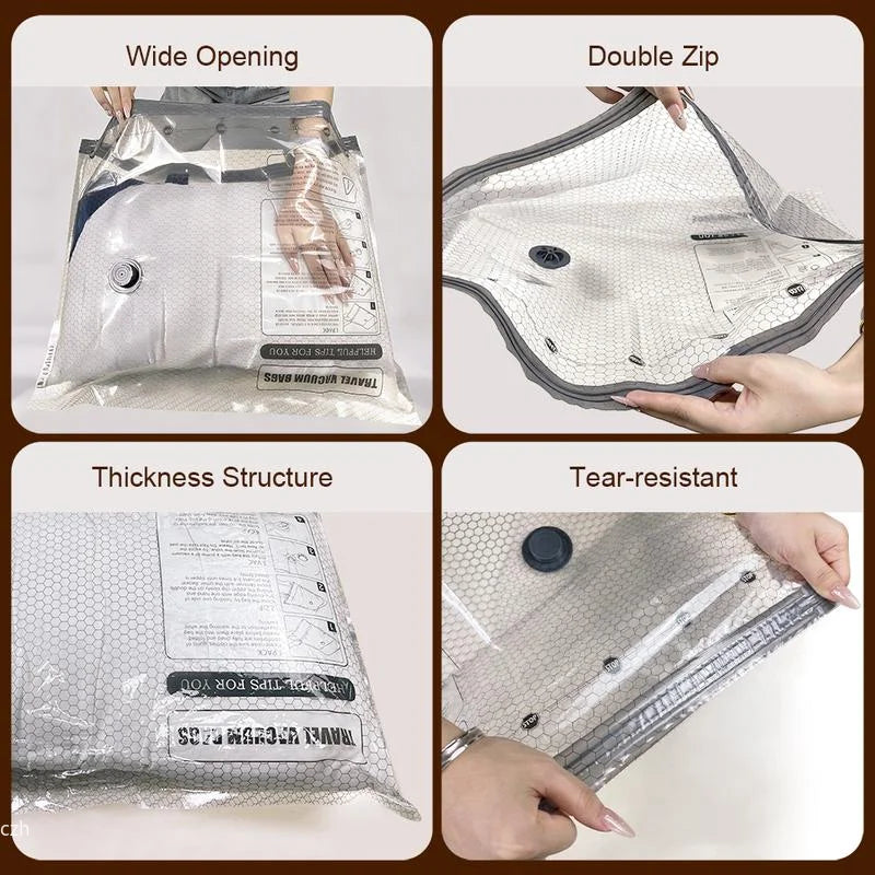 Double-zip, thick and tear-resistant vacuum bags